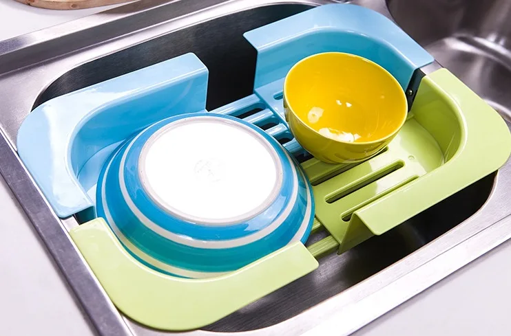 2шт бренд Модный карамельный цвет масштабируемый стеллаж для посуды кухонная полка растительная сливная сетка кухонный инструмент