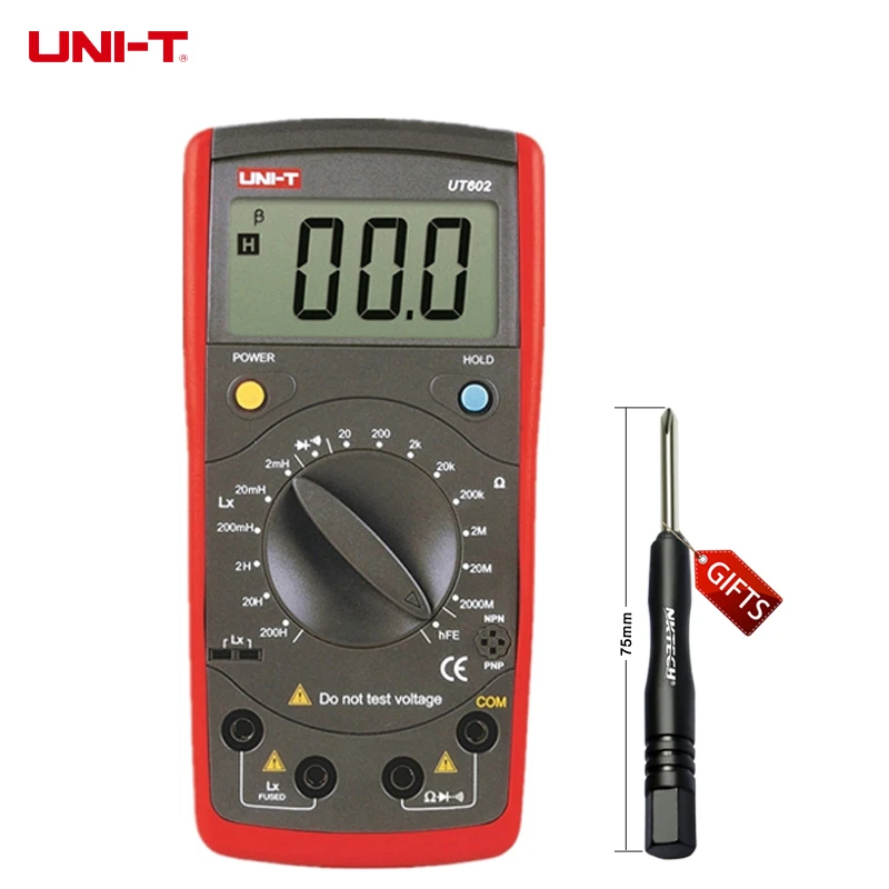 

UNI-T UT-602 Digital Multimeter Capacitance Inductance 2mH-200H LR Tester gB0640