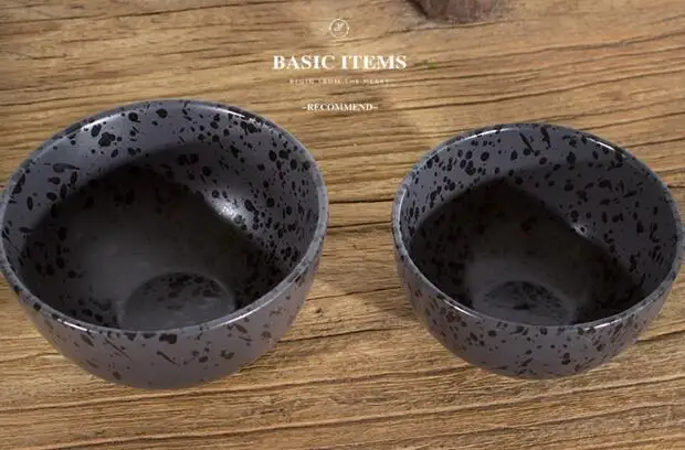 Классические черные точки Искусственные Каменные Чаши керамические миски для риса супница разнос для салатов
