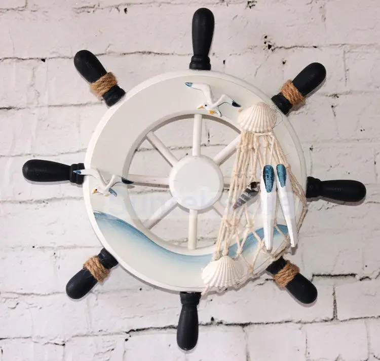 Online Get Ship Steering Wheel Aliexpress Alibaba Group 9 Beach Wooden Boat Ship Steering Wheel Fishing Net Home Wall Decor 3