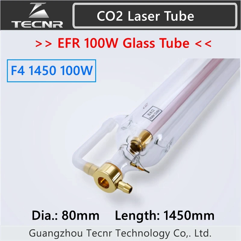 EFR F4 100 Вт CO2 стекле трубки 80 мм Диаметр 1450 длина для лазерная гравировка машины |