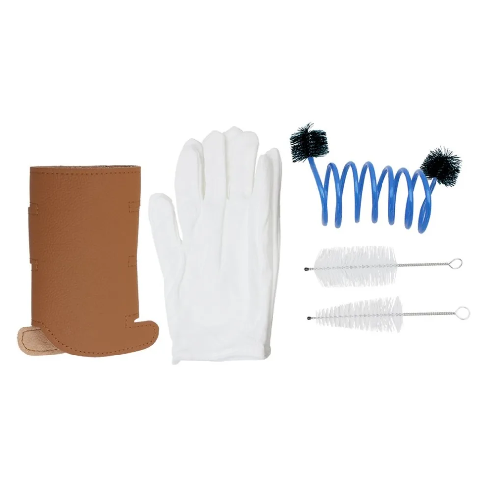 

5 in 1 Trumpet Accessory Gloves Cleaning Brush Kit Protective Cover Case Synthetic Leather Care Cleaning Parts
