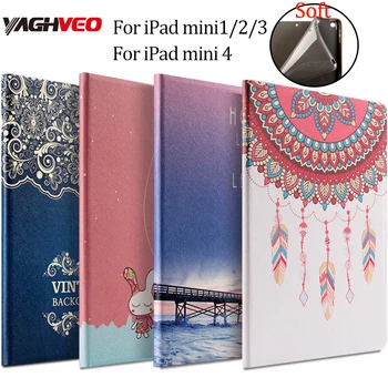 

Tablet pc protective case for ipad mini 1/2/3/4 PU leather Fashion Printed Soft back 7.9 inch cover Flower Girl Cartoon case