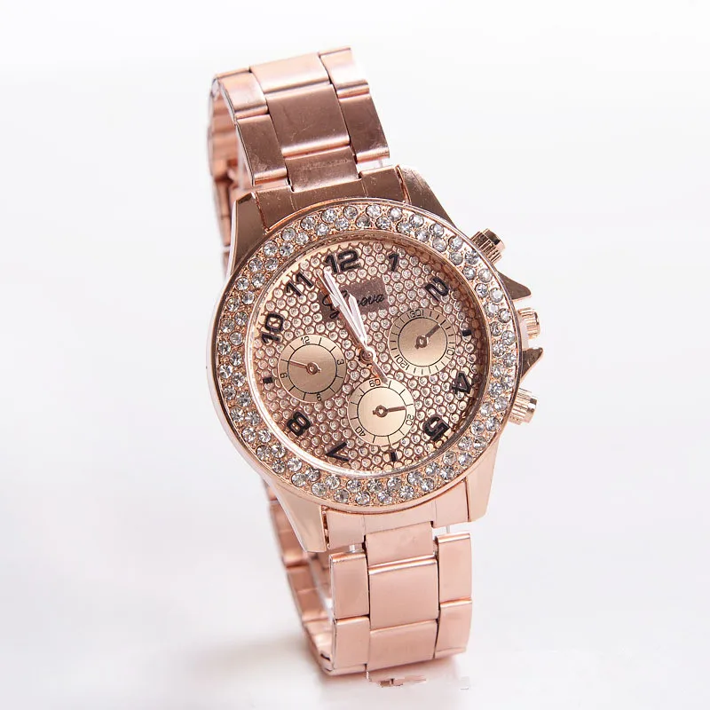 

2017 New Brand Rosy Gold Crystal Casual Quartz Watch Women Stainless Steel Dress Watches Relogio Feminino Ladies Clock Hot Sale