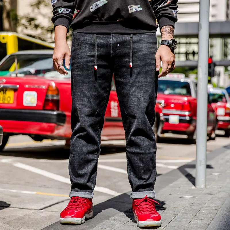 Jean Chaîne Plus Droit Coton Rayé Slim Avec En Loisirs Denim Lâche taille Pantalon Mode Homme Mâle Hommes Fg5wwq4