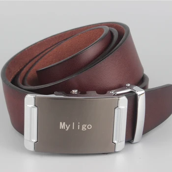 

Men formal Belt Genuine Leather gold Automatic Buckle Luxury Brand Male Belts Black Strap Original Natural Cowskin Belts