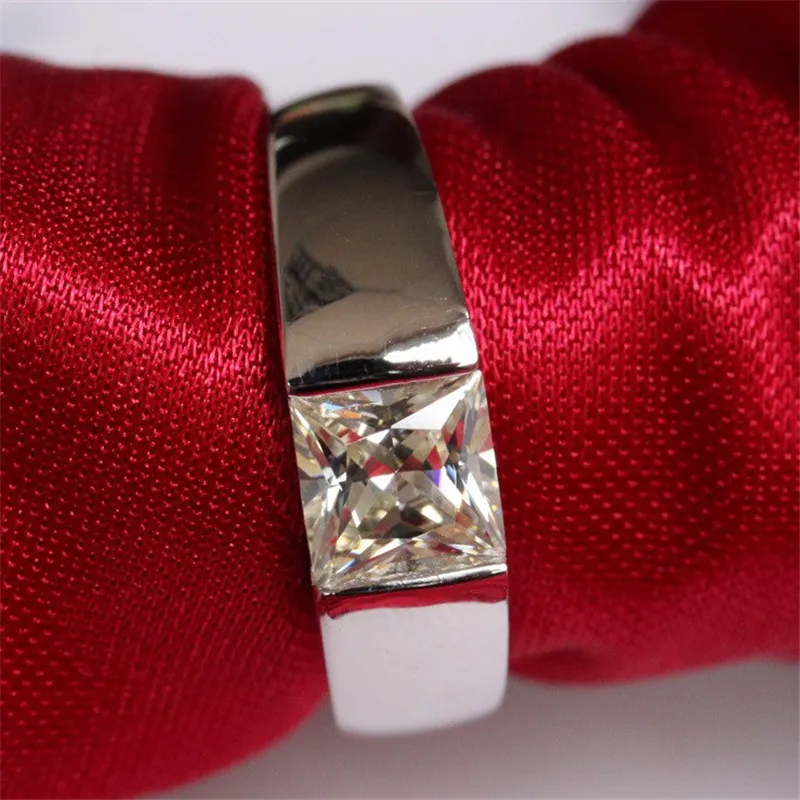Vecalon Solitaire Men's Compromise Ring 925 Princess Silver Vecalon Solitaire Men's Compromise Ring 925 Princess Silver