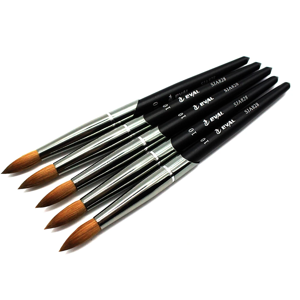 Skup Eval pędzel 100% czysty Kolinsky Sable szczotka do paznokci żel UV tipsy akrylowe pędzelek artystyczny zestaw narzędzie do paznokci