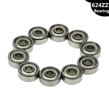 10pcs Double Shielded Miniature GCR15 Steel Single Row 624ZZ ABEC-5 Deep Groove Ball Bearing 4*13*5 4x13x5 mm 624 ZZ