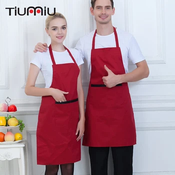 

Black Red Hanging Neck Chef Aprons Wholesale Women Men Kitchen Hotel Coffee Shop Bakery Chef Waiter Cleaning Work Wear Aprons