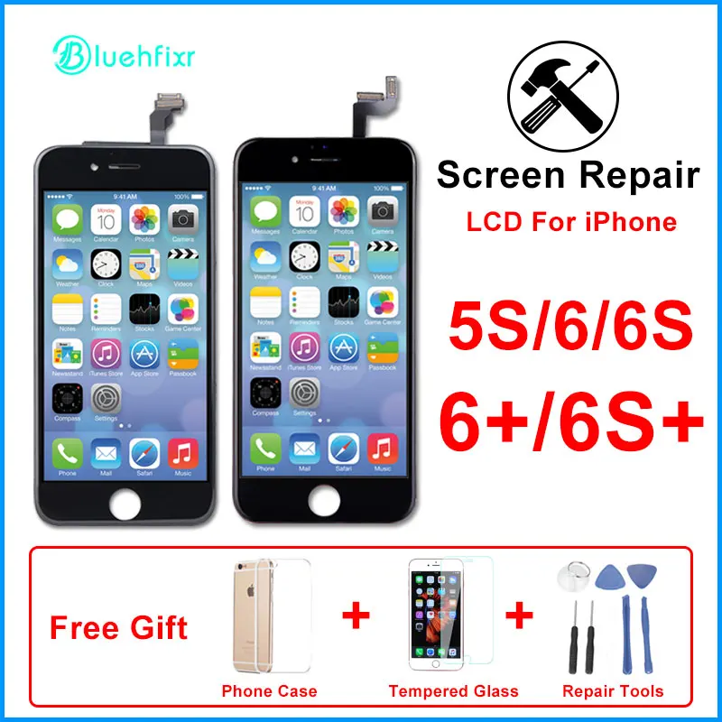 Без битых пикселей экран для iPhone 5S SE 6 6S Plus LCD с сенсорным экраном ремонт 7 8 ЖК