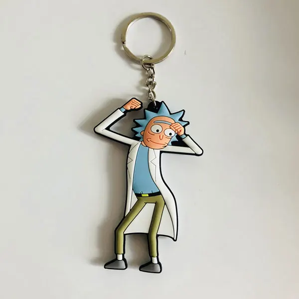 Rick Fashion аниме-брелок для ключей пвх рисунок брелок милые игрушки брелок подарок на день рождения унисекс новинка - Цвет: Красный