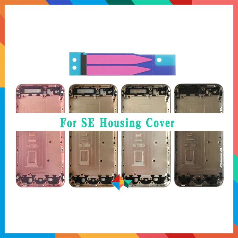 Ceny Wysokiej jakości dla iphone 5 5G 5S SE tylna obudowa pokrywa pokrywa baterii obudowa z klapką środkowa rama + naklejka na baterię