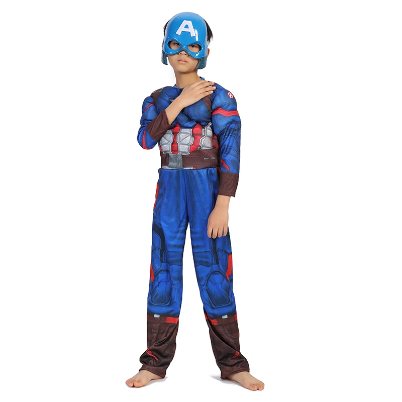 Superhero Kids Muscle Captain America Costume Avengers Child Cosplay Super Hero Halloween Costumes For Kids Boys Girls kids