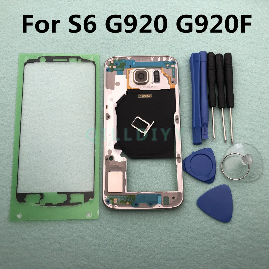 Задняя рама S6 для Samsung Galaxy G920 G920F сменный корпус с пластиной и наклейкой на заднюю