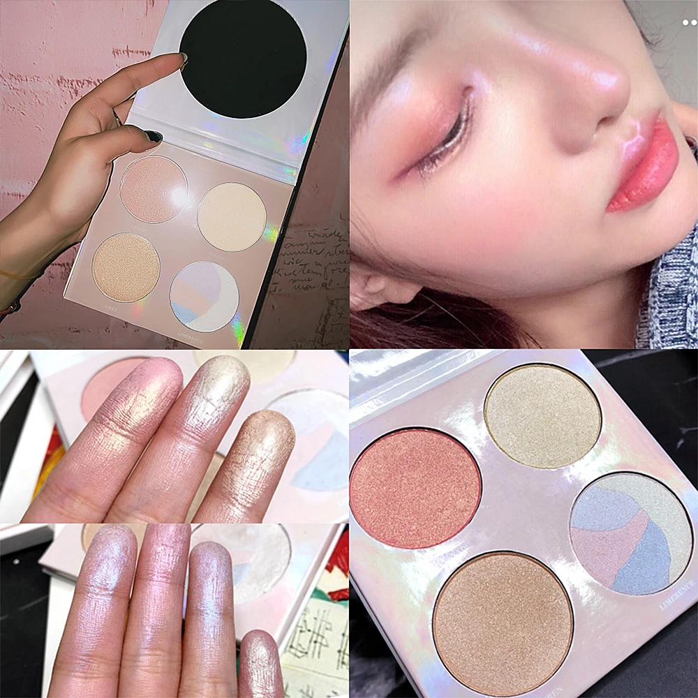 

4 Color Highlighter Makeup Palette iluminador Glitter Polarized Blush Brighten bronzer Face Contour Eyeshadow Cosmetic Kit TSLM2