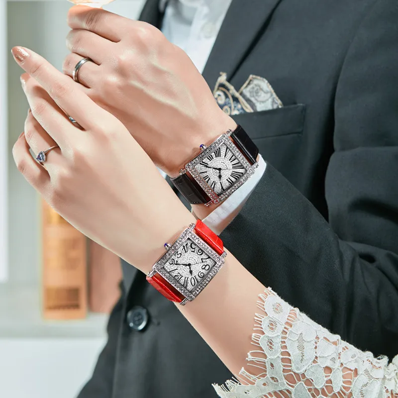 

GUANQIN GS19118 watch women luxury brand Authentic watch men's square ladies fashion diamonds trend couples female watch