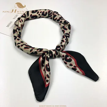 

SISHION 70x70 Leopard Print Silk Scarf Women Scarf Squares Multifunction Head Scarf Stripe Print Kerchief Neck Shawl Wrap SD0018