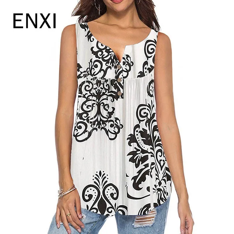 

ENXI 2019 Summer New Maternity Clothes 8 Pattern Types Sexy Printing Leisure Sleeveless Nursing Tops
