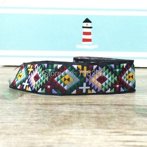 

2014 NEW wholesale 1-1/4" 30mm 10yards/sets 100% Polyester Woven Jacquard Ribbon Colorful geometric HANDMADE lace