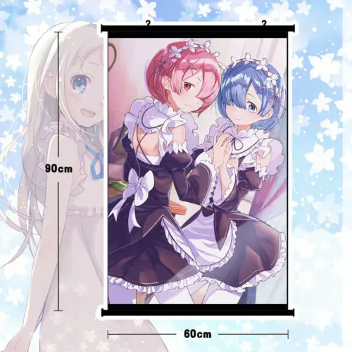 

So Cute Anime Re:zero Rem Poster Wall Scroll Mural Home Decor Girl Gift 80x60cm