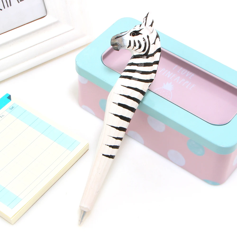 Novelty Creative fashion wood zebra ballpoint pen and pen holder school