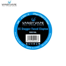 5 шт./лот Vandy vape Stagger плавленый Clapton SS316 провод(26ga+ 32ga)* 2+ 32ga 10ft для vape распылитель