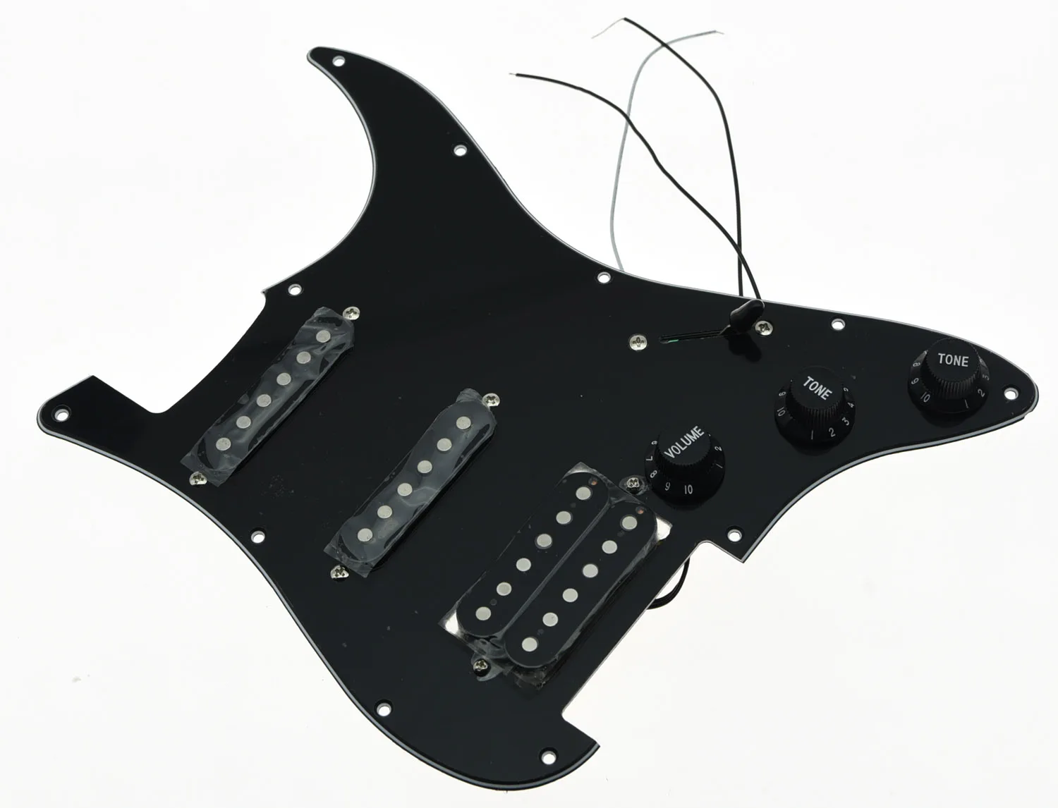Black 3 Ply Prewired Loaded Strat HSS Pickguard for Squier Import