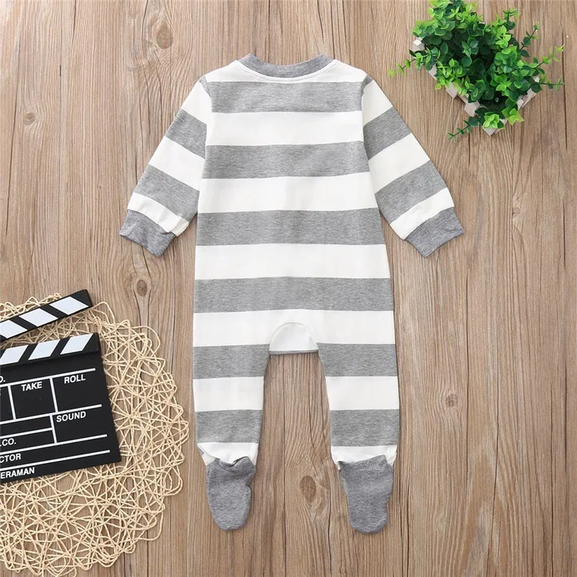 2019 new Newborn Baby Girls Boys Long Sleeve Zipper Packs Stripe Romper Jumpsuit Clothes fashion design (14)