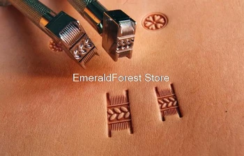 

Leather carving printing tools Handmade DIY new carved steel double rope pattern mat imprinting equipment Leather art imprinting