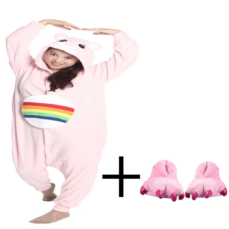 

New Homewear Lounge Wear Onesie Pajamas Regular Funny Animal Rainbow Bear Sleepsuit Costume Round Neck Solid Casual Feet Slipper