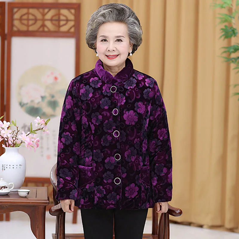 rouge bleu mère Coton Impression Chaude Chargé bourgogne Épaissie Grand Tang fuchsia Royal Cachemire Velours Mère Pourpre Veste Pcmy Plus 56YTqxwYf