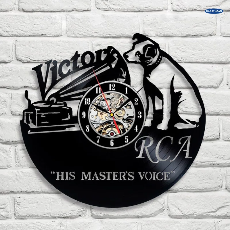 Victor RCA Vinyl Disc Clock Clock Dog Handmade Wall Decor Vintage
