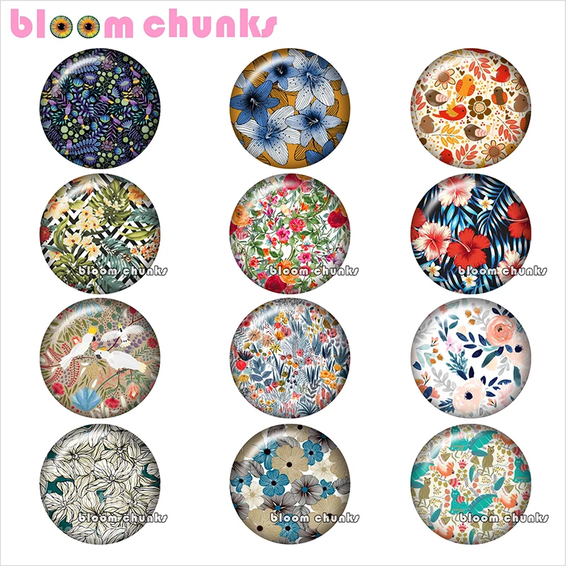 

Pretty flower pattern Round photo glass cabochon demo flat back Making findings 12mm/18mm/20mm/25mm TL1067