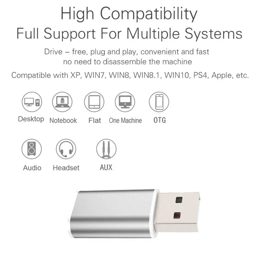 HIPERDEAL алюминий 7,1 Стерео внешняя USB звуковая карта USB2.0 к разъему 3,5 мм наушники аудио адаптер Micphone звуковая карта