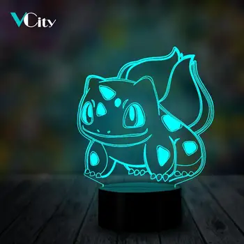

VCity 3D Night Light Led Table Lamp Luminaria Japan Cartoon Anime Manga Bulbasaur LED Atmosphere USB RGB Mood Lighting Kids Toy