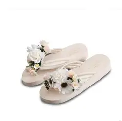Женские шлепанцы новые Вьетнамки Летние ручной работы самодельные цветы модные плоские пляжные женские шлёпанцы сандалии Сабо zapatos de mujer