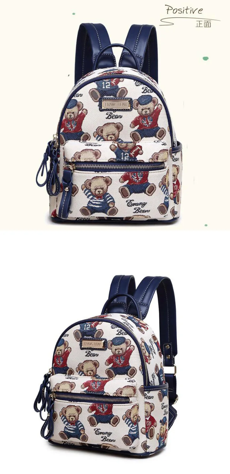 Модный холщовый женский рюкзак плюшевый медведь, рюкзак с узором, мягкий женский рюкзак для девочек, Школьный Рюкзак Для Путешествий, Mochilas Feminina