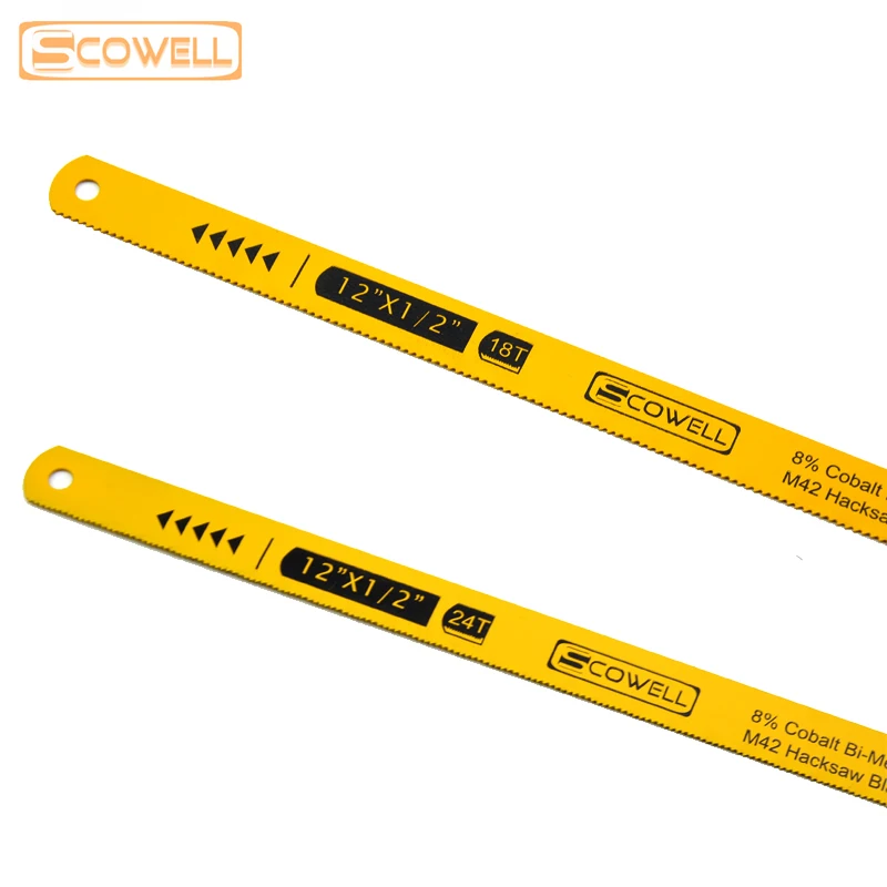 

30% Off HSS-Bimetal M42 (8% cobalt) Flexible Hacksaw Blades 12" x 1/2" 18T / 24TPI Hand Saw Blades Steel Saw Blade Metal Cutting