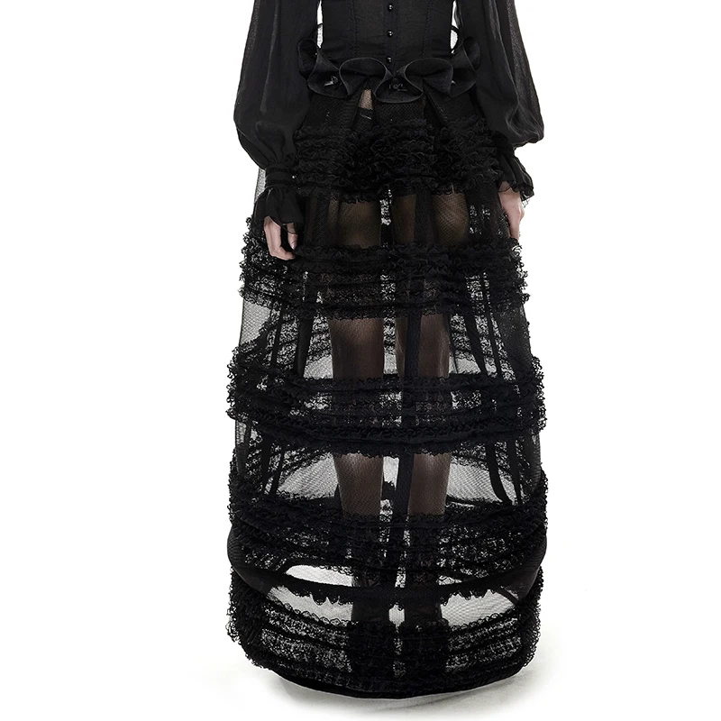 Steampunk Gothic Multi-Level Perspectief Lolita Rok Voor Vrouwen Zwart Casual Punk Persoonlijkheid Kant Doorschijnende Lange Rokken Steampunk Gothic Multi-Level Perspectief Lolita Rok Voor Vrouwen Zwart Casual Punk Persoonlijkheid Kant Doorschijnende Lange Rokken