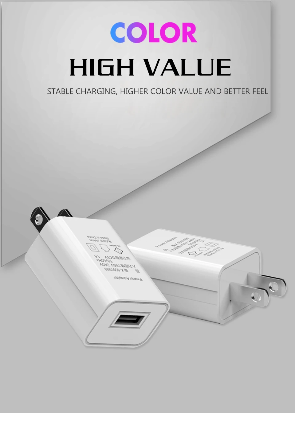 5V1A USB Charger Adapter Travel Wall US Standard Mobile Phone High Quality Electronic Plug Stable Charging White and Black (6)