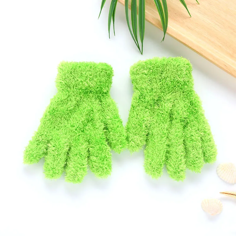 Плюшевые перчатки детские подарки детский сад Зимние удобные мягкие разноцветные - Цвет: green