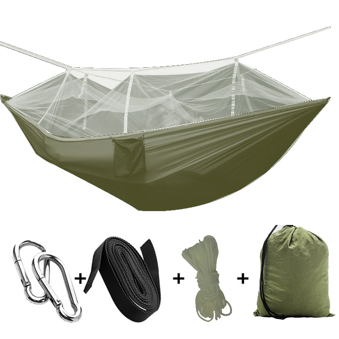 Portable Parachute Fabric Camping Hammock Hanging Bed With Mosquito Net Sleeping Hammock outdoor