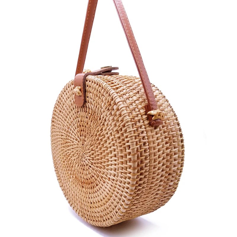 Вьетнамская ручная сумка, круглая соломенная сумка из ротанга, богемский стиль, Пляжная круглая сумка, популярная LB965