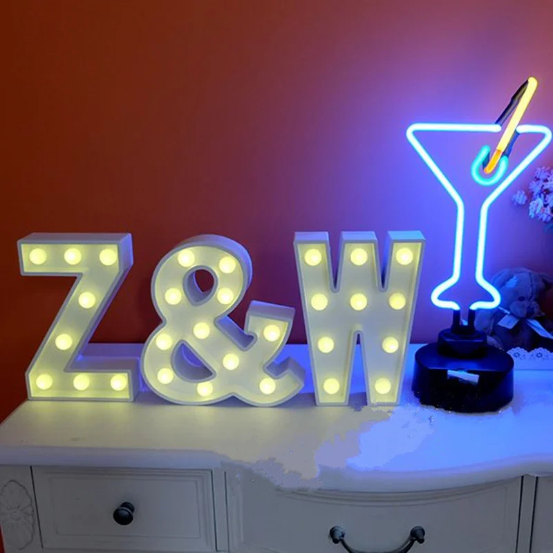 1pcs wooden letter LED wall lamp arquee Sign Alphabet spelling light up night light wedding decortion
