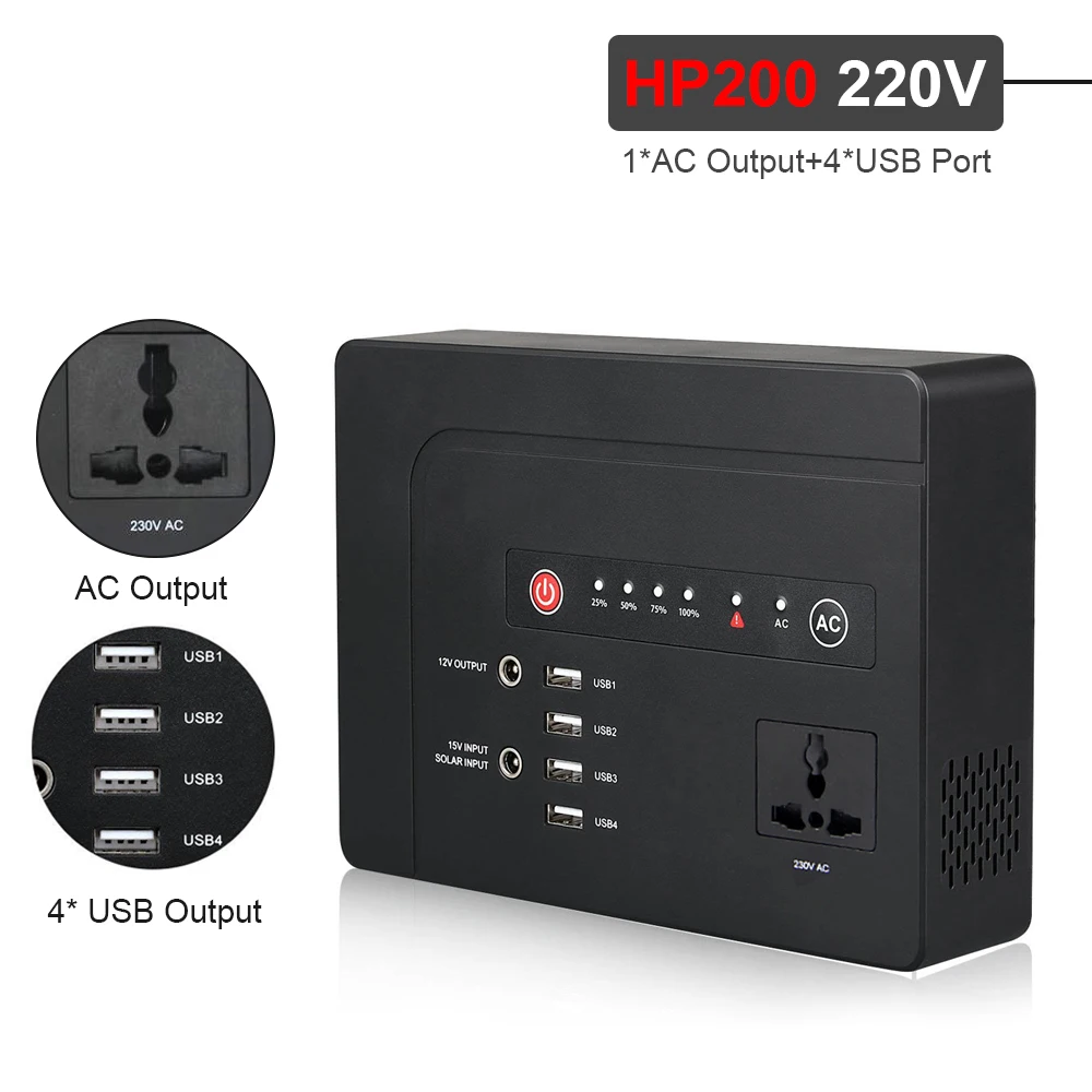 

220V Multifunctional Inverter 42000mAh Accumulator 5V 3.1A USB Power Bank Battery adapter