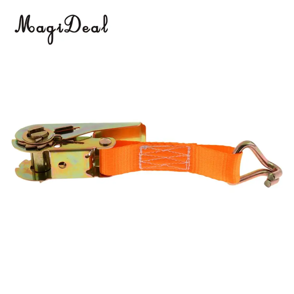 MagiDeal High Strength Orange Polyester 800KG Tie Down Trailer Lashing Ratchet Strap Webbing & Double J Hook Tow Kit Accessories
