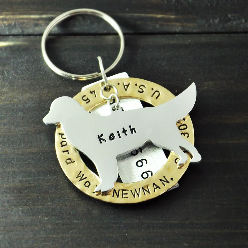 Personalized Golden Retriever Dog Tag, Hand Stamped, Pet ID Tag