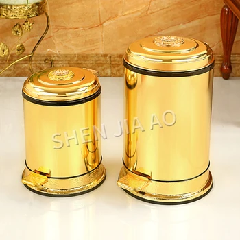 

6L/10L Luxury Pedal Trash Can Home Bathroom Kitchen High-grade With Lid Metal Trash Can European Style Luxury Pedal Trash Can
