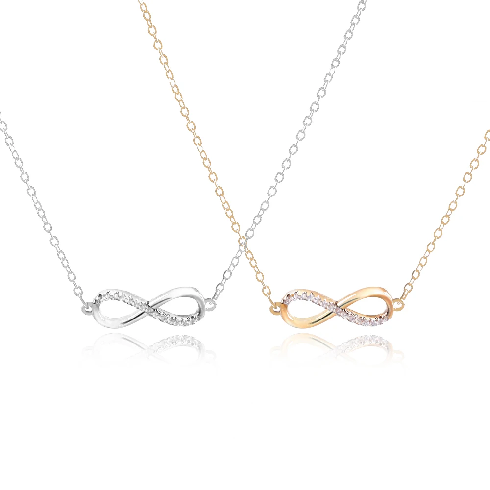 Silver-Gold-Color-Minimalist-Necklace-Ladies-Infinity-Jewelry-Infinite-Charm-Lucky-Number-8-Choker-Chain-Necklace